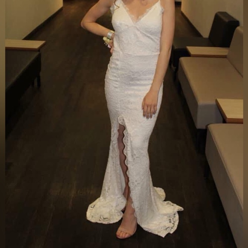 White prom dress / wedding rehearsal dress